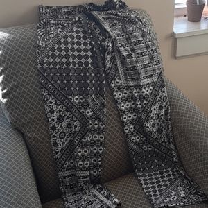 Fun white and black patterned pajama pants